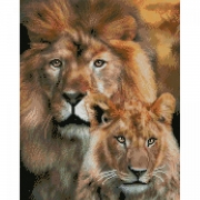 Картина алмазами на полотні з підрамником "Сім'я левів"