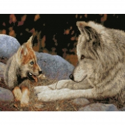 Картина алмазами на холсте с подрамником "Волки - Отец и сын"