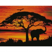 Картина алмазами на подрамнике "Африканский закат солнца"
