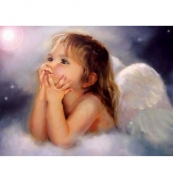 Картина алмазами на подрамнике "Ангел в облаках"