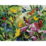 Картина алмазами на подрамнике "Бабочки на летней лужайке"