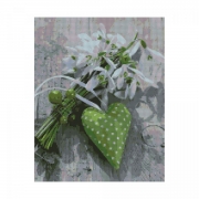 Картина алмазами на подрамнике "Букет цветов с зеленым сердечком"