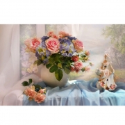 Картина алмазами на подрамнике "Букет в вазе"