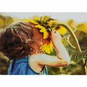 Картина алмазами на підрамнику "Дівчинка з соняшником"