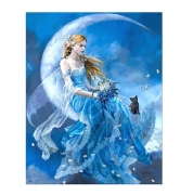 Картина алмазами на подрамнике "Девушка на луне"