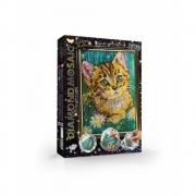 Картина алмазами на підрамнику "Diamond mosaic" кошеня