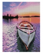 Картина алмазами на подрамнике "Лодка на фоне заката солнца"