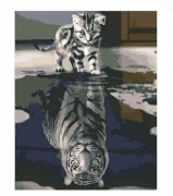 Картина алмазами на подрамнике "Отражение белого тигра"