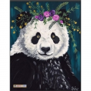 Картина алмазами на подрамнике "Панда в веночке"