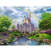 Картина алмазами на подрамнике "Радуга над замком"