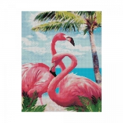 Картина алмазами на подрамнике "Розовый фламинго"