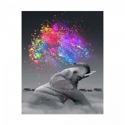 Картина алмазами на подрамнике "Слон в ярких красках"