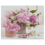 Картина алмазами на підрамнику "Квіти у вазі"