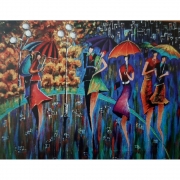Картина алмазами неонова "Яскраві парасольки" без підрамника
