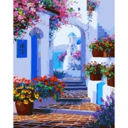 Картина фарбами за номерами "Білі стіни Санторіні"