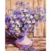 Картина на полотні за номерами "Букет польових квітів в бузкових тонах"