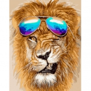 Картина на полотні за номерами "Лев в окулярах"