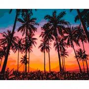 Картина на полотне по номерам "Пальмы на закате"
