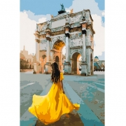 Картина на полотне по номерам "Триумфальная арка. Девушка в желтом"