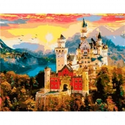 Картина на полотне по номерам "Замок Нойшванштайн на закате солнца"