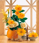 Картина по номерам "Букет из жёлтых цветов розы и герберы" в коробке