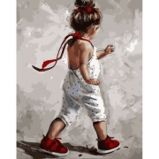 Картина по номерам "Девочка в красных сапожках"