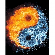 Картина за номерами "Інь-Янь вода та полум'я"
