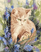 Картина за номерами "Кішка у квітах"
