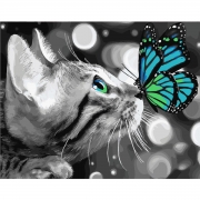 Картина за номерами "Кіт з метеликом"