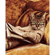Картина за номерами "Кот з газетою"