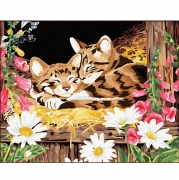 Картина по номерам "Котята на сене"
