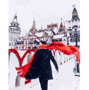 Картина по номерам "Красный шарф зимой"
