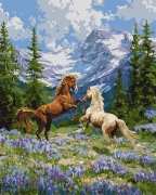 Картина по номерам "Пара лошадей в лесу"