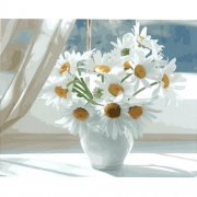 Картина за номерами "Ромашки в білій вазі"
