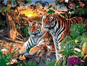 Картина по номерам "Тигры" в коробке