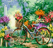 Картина по номерам "Велосипед с цветами" в коробке