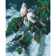 Картина по номерам "Зимние птицы"