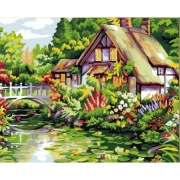 Картина по номерам «Домик у пруда»