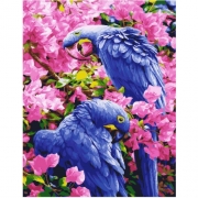 Картина за номерами - Папуги у квітах