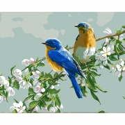 Картина по номерам «Птицы на цветущей ветке»