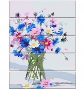 Картина за номерами на дереві "Квіти з саду"