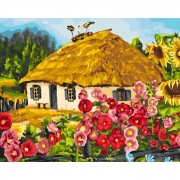 Картина за номерами на полотні "Будиночок у селі"
