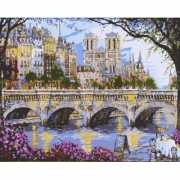 Картина по номерам на подрамнике Париж "Вид на собор"