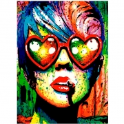 Картина-раскраска по номерам "Поп-арт девушка в очках"