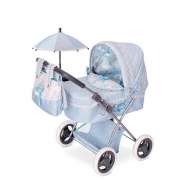 Классическая игрушечная коляска с зонтиком и корзиной для покупок