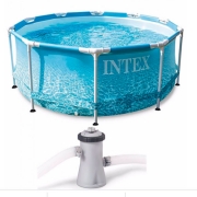 Круглый каркасный бассейн Intex Metal Frame с насосом