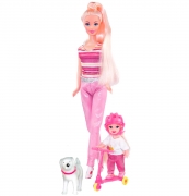 Кукла Ася  Семейная прогулка с самокатом