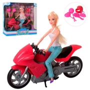 Лялька типу Барбі на мотоциклі з аксесуарами