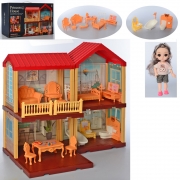 Ляльковий будиночок двоповерховий з освітленням і меблями