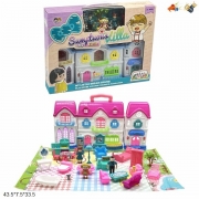 Ляльковий будиночок з сім'єю та меблями